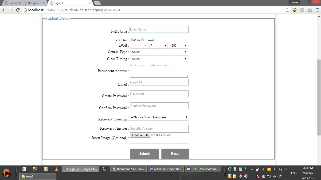 Download web tool or web app Student Evaluation System