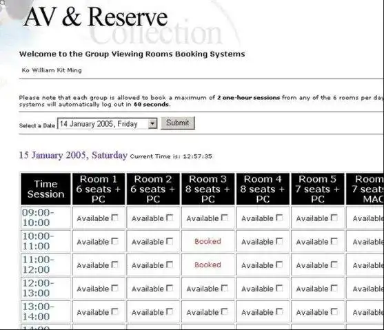 Download web tool or web app Study Room Booking System