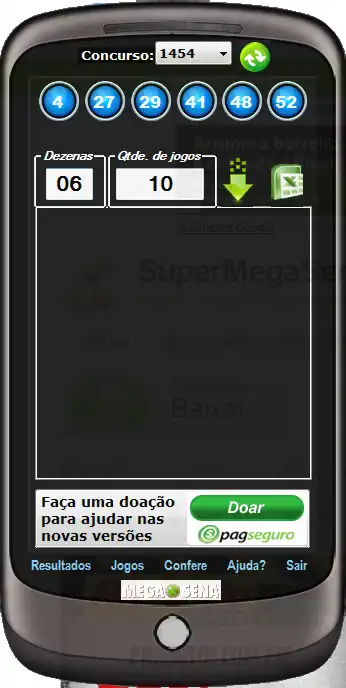 Download web tool or web app SuperMegaSena