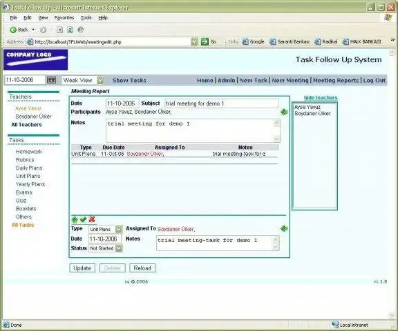 Download web tool or web app Task Follow Up System