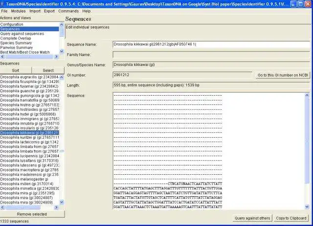 Download web tool or web app TaxonDNA to run in Windows online over Linux online