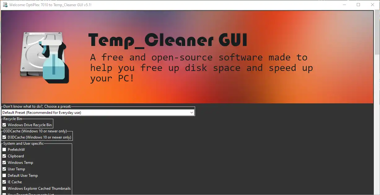 ওয়েব টুল বা ওয়েব অ্যাপ Temp_Cleaner GUI ডাউনলোড করুন