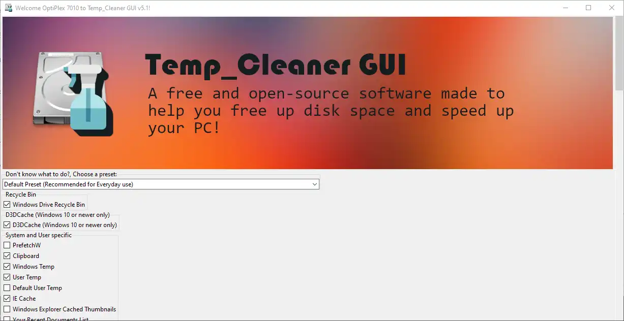 ওয়েব টুল বা ওয়েব অ্যাপ Temp_Cleaner GUI ডাউনলোড করুন