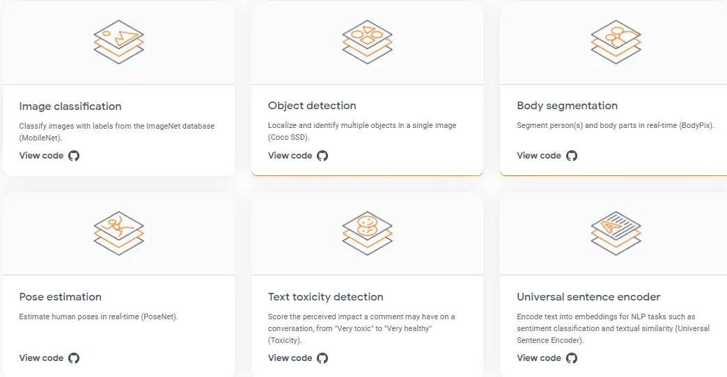 Download web tool or web app TensorFlow.js models