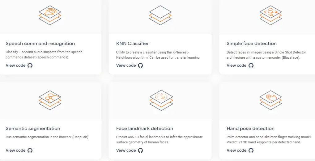 Download web tool or web app TensorFlow.js models