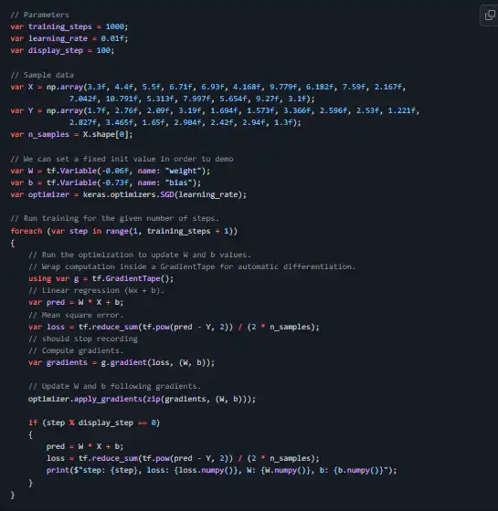 Download web tool or web app TensorFlow.NET