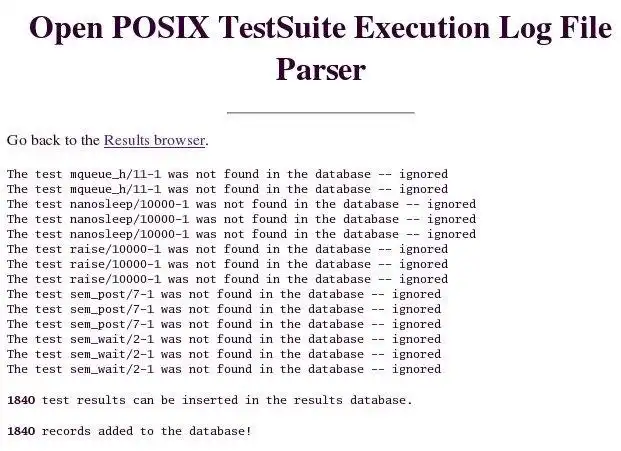 Download web tool or web app Test Suites Results Parser and Browser