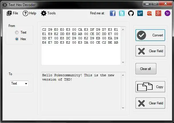 Télécharger l'outil Web ou l'application Web Text Hex Convert v2.1.1