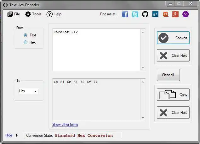 Download web tool or web app Text Hex Convert v2.1.1