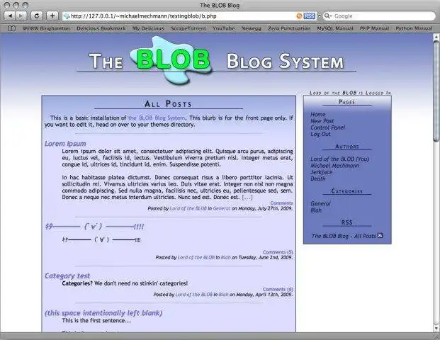 Download web tool or web app The Blob Blog System