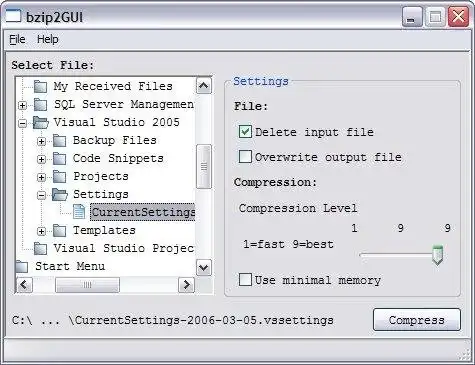 Download web tool or web app The Bzip2GUI