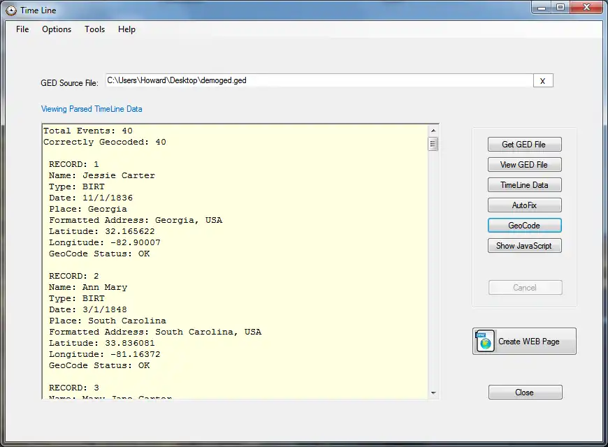 Download web tool or web app time line