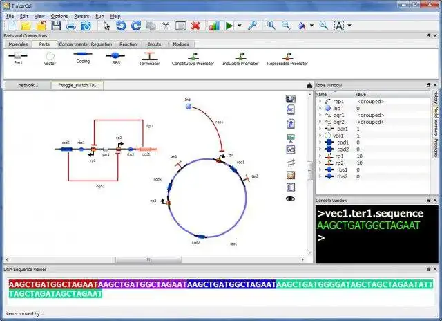 Download web tool or web app TinkerCell : CAD for Synthetic Biology to run in Windows online over Linux online