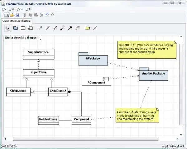 Download web tool or web app TinyUML -  free Java UML 2 editor