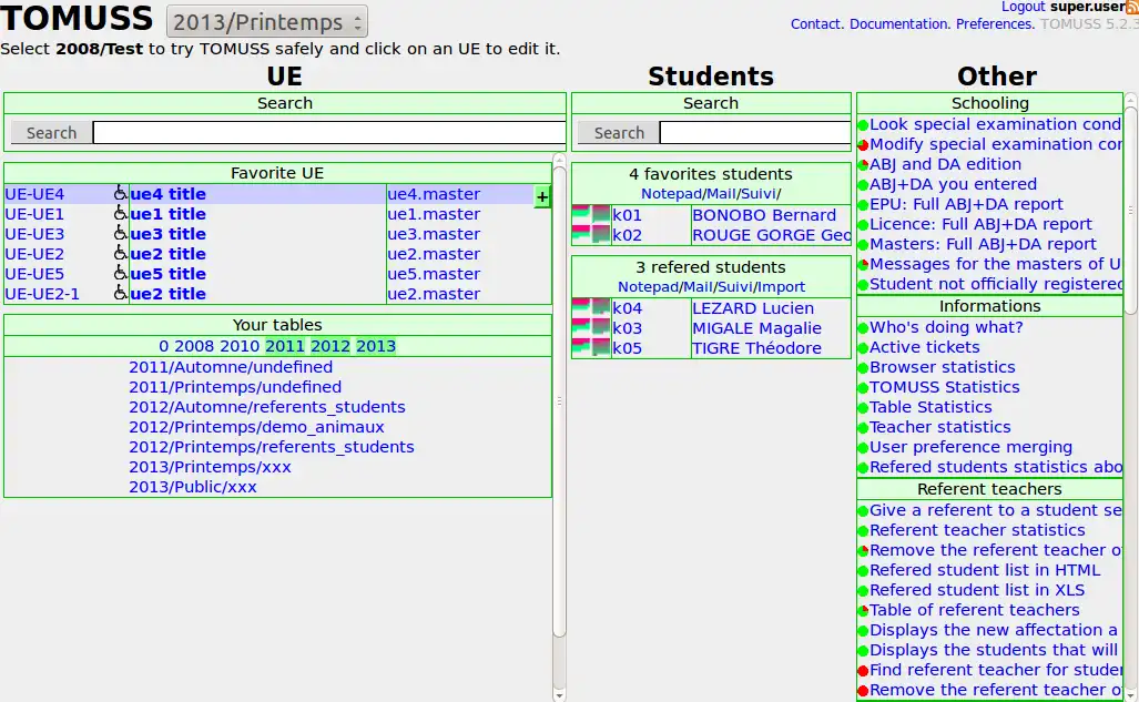 Download web tool or web app TOMUSS