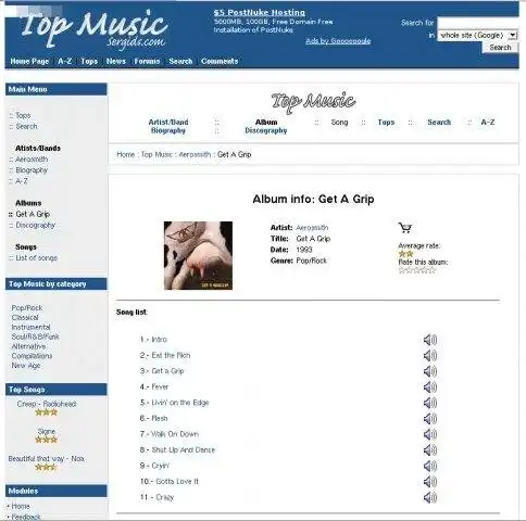 Download web tool or web app Top Music module