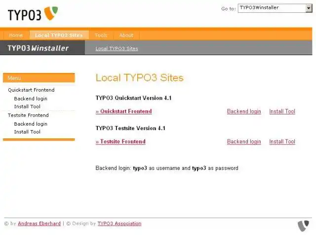 Download web tool or web app TYPO3Winstaller