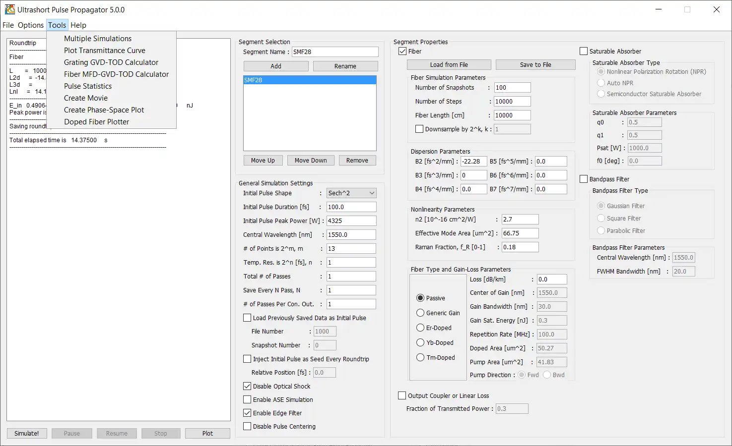 Download web tool or web app Ultrashort Pulse Propagator