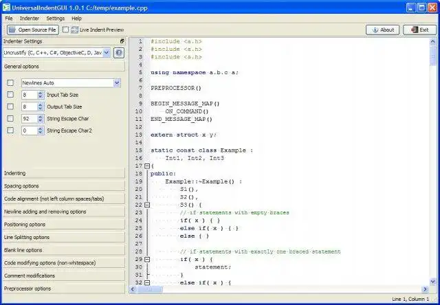 Download web tool or web app UniversalIndentGUI to run in Linux online