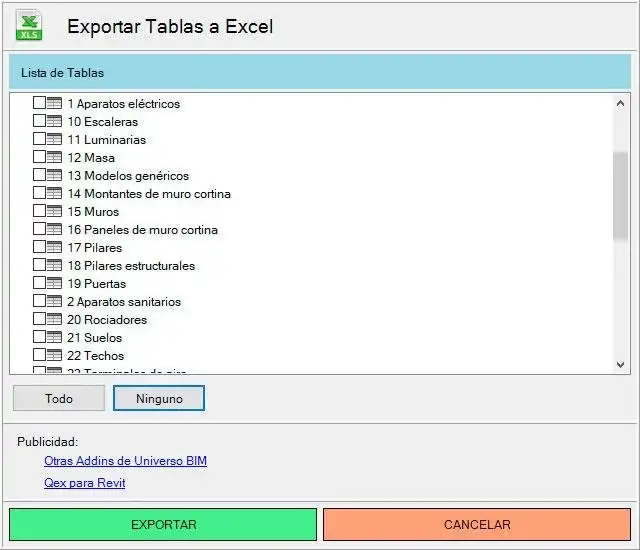 Download web tool or web app Universo BIM Tablas