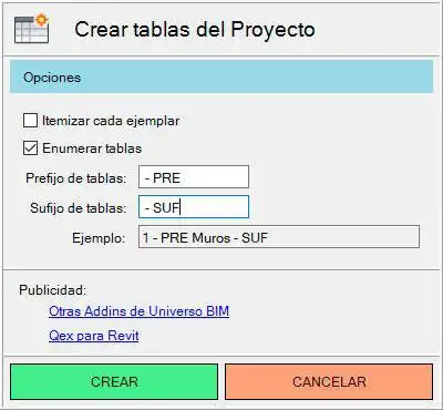 Download web tool or web app Universo BIM Tablas to run in Windows online over Linux online