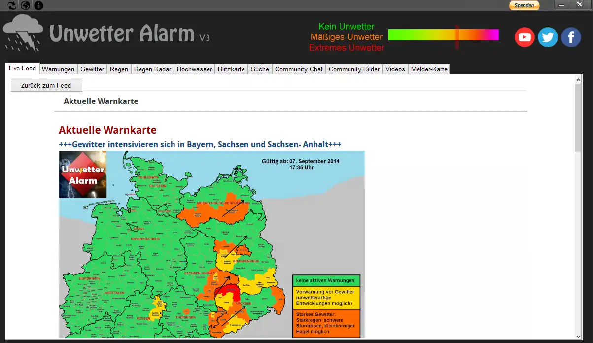 Download web tool or web app Unwetteralarm Deutschland