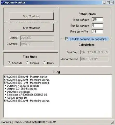 Download web tool or web app Uptime Monitor and Power Calculator