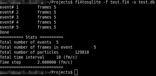 Download web tool or web app UrQMD F14 to SQLite database