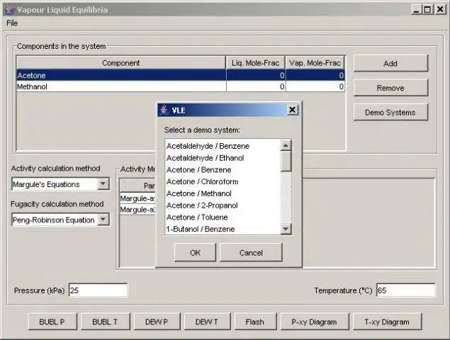 Download web tool or web app Vapour Liquid Equilibrium using Java to run in Windows online over Linux online