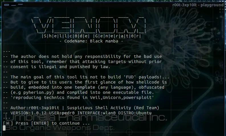 Download web tool or web app venom - shellcode generator