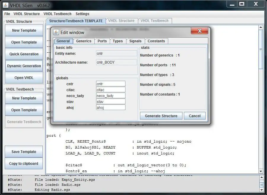 Download web tool or web app VHDL SGen