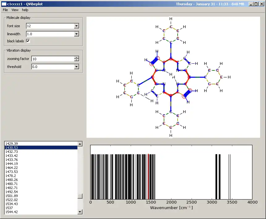 Download web tool or web app Vibeplot, molecular vibrations viewer to run in Windows online over Linux online