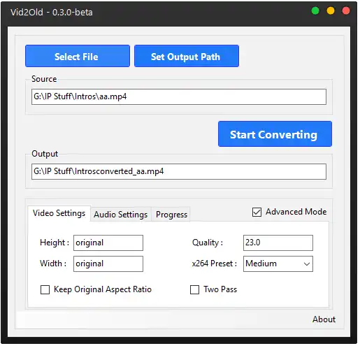 Download web tool or web app Vid2Old - H.265 to H.264 Converter