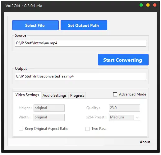 Download web tool or web app Vid2Old - H.265 to H.264 Converter