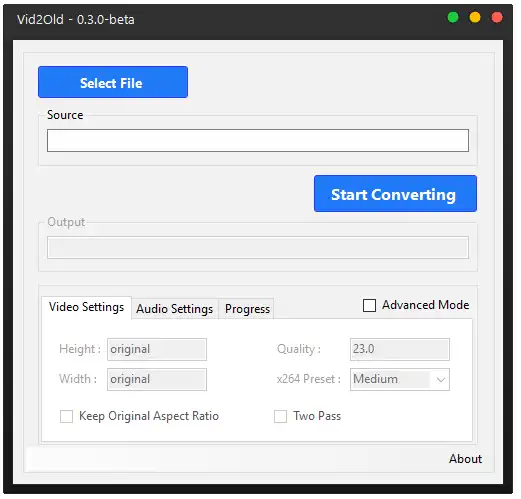 Download web tool or web app Vid2Old - H.265 to H.264 Converter