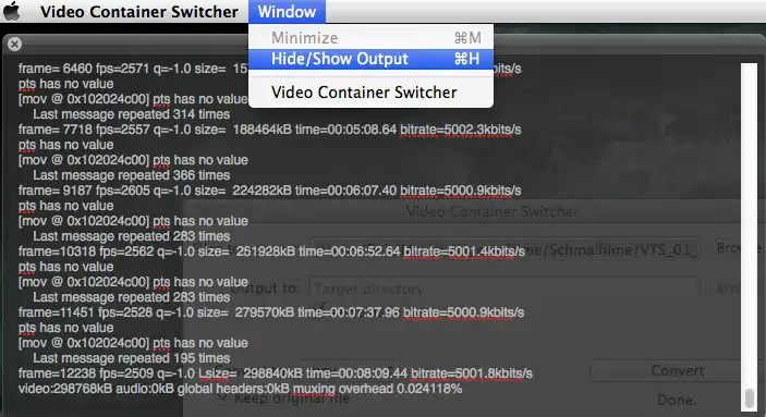 Download web tool or web app Video container switcher GPL