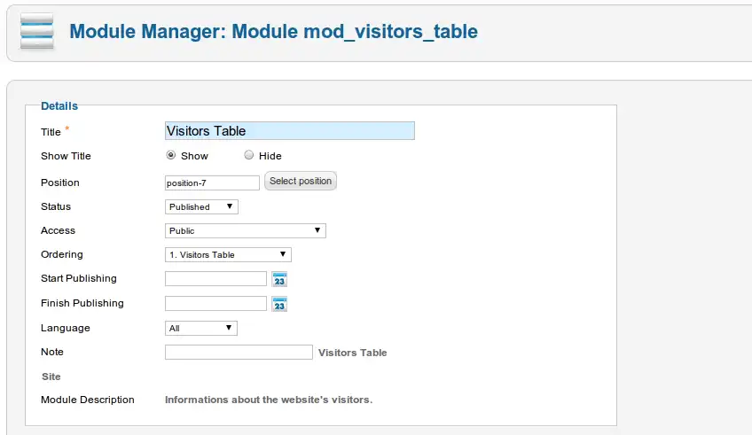 Download web tool or web app Visitors Table (joomla module)