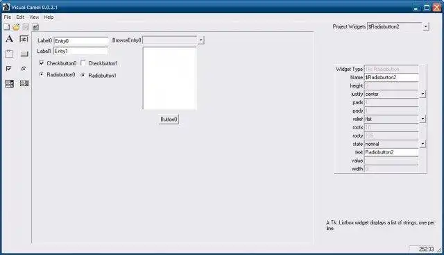 Download web tool or web app VisualCamel - WYSIWYG Perl/Tk GUI Design