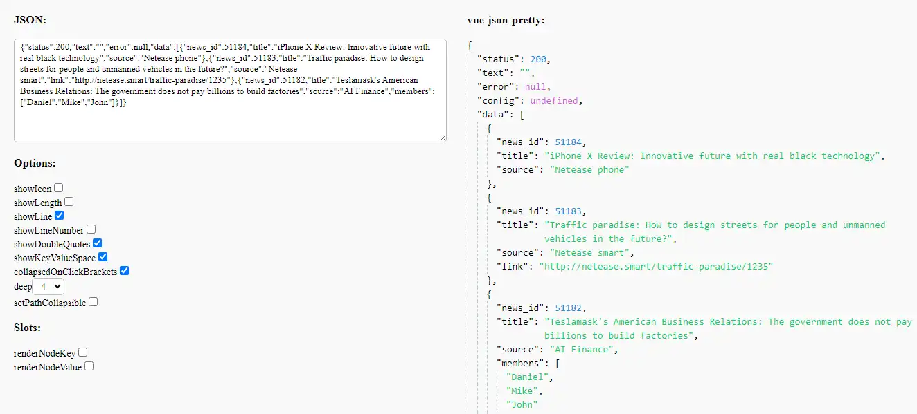 Download web tool or web app Vue Json Pretty