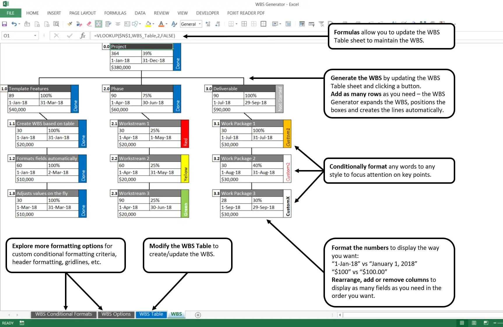 Download web tool or web app WBS Generator Template - Good Plus Fast