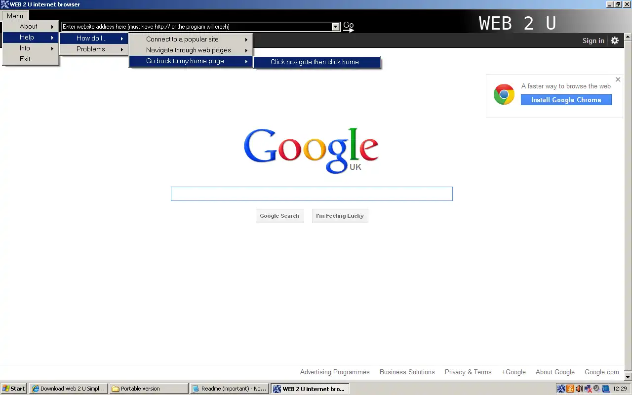 Download web tool or web app Web 2 U Simple Fast Web Browser