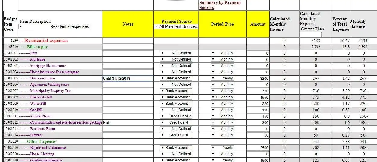 Download web tool or web app WEB Family Budget Planner