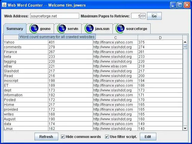 Download web tool or web app WebWordCount