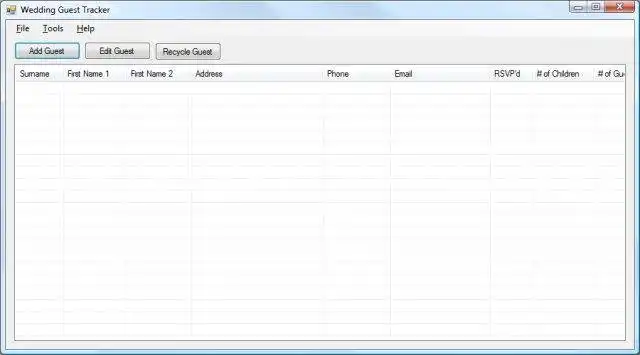 Download web tool or web app Wedding Guest Tracker