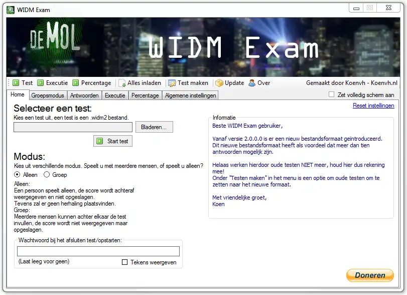 Download web tool or web app WIDM Exam