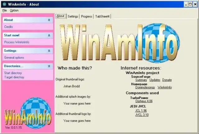 Download web tool or web app WinAmInfo