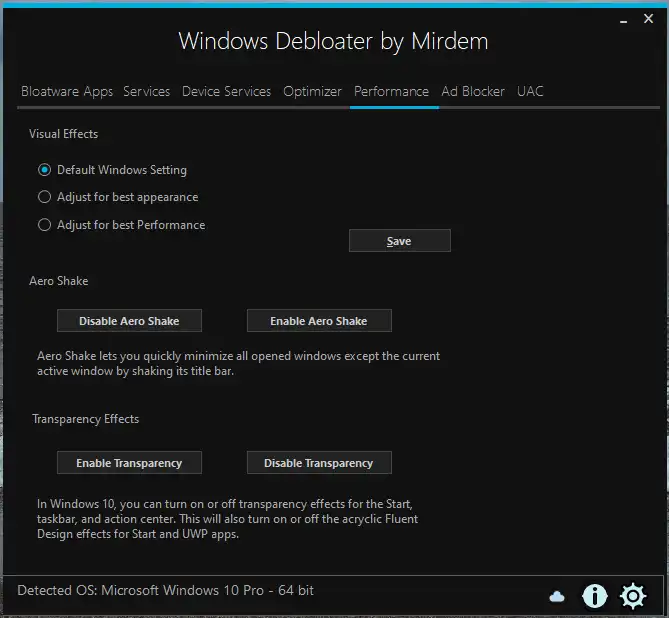 Download web tool or web app Windows Debloater