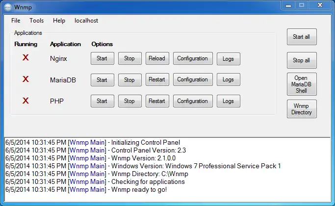 下载网络工具或网络应用程序 Windows、Nginx、MariaDB PHP(Wnmp)