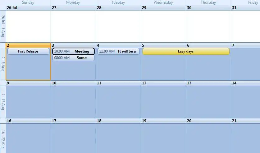 Download web tool or web app Winforms Calendar