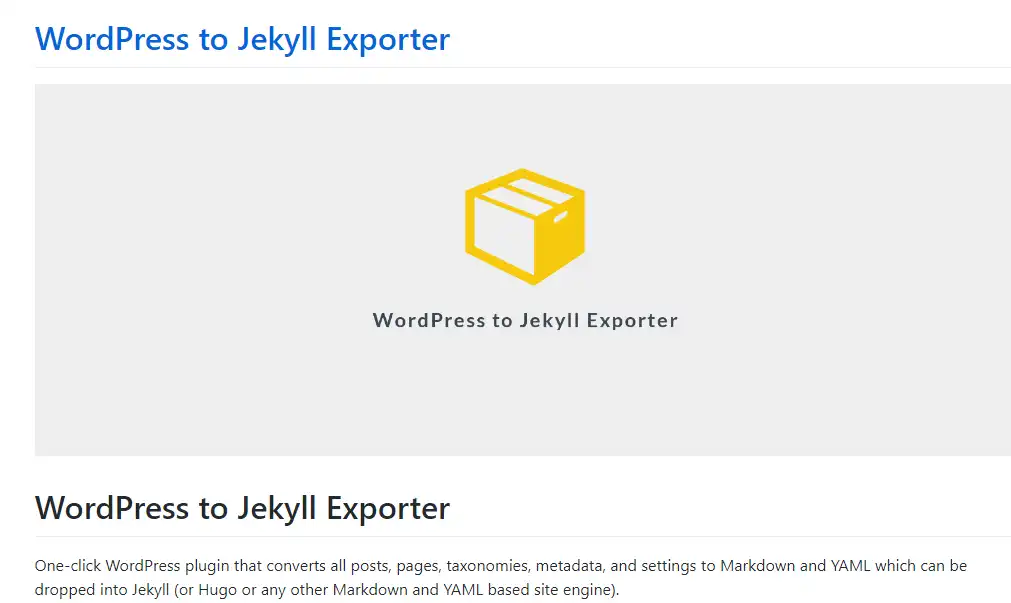 Téléchargez un outil Web ou une application Web WordPress sur Jekyll Exporter